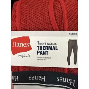 Hanes Mens 2XL NEW Red Thermal Pant Warmer Comfort Elastic Waistband Tagless